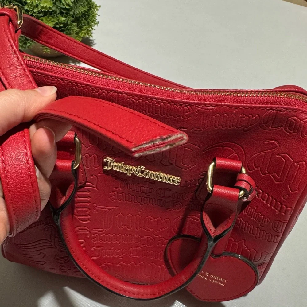 Juicy Couture Red Embossed Top‎ Handle Satchel Shoulder Bag Purse